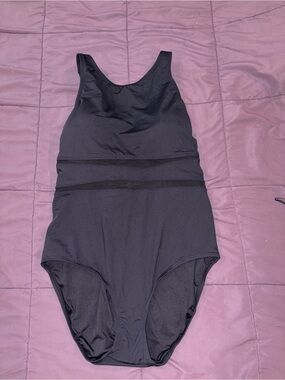 Women’s Lands' End Black One-Piece Swim with Mesh Detail XL